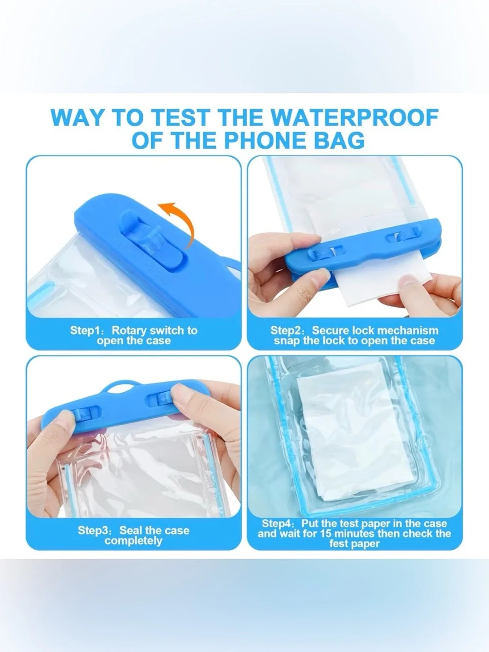 Waterproof Phone Pouch with Lanyard - White